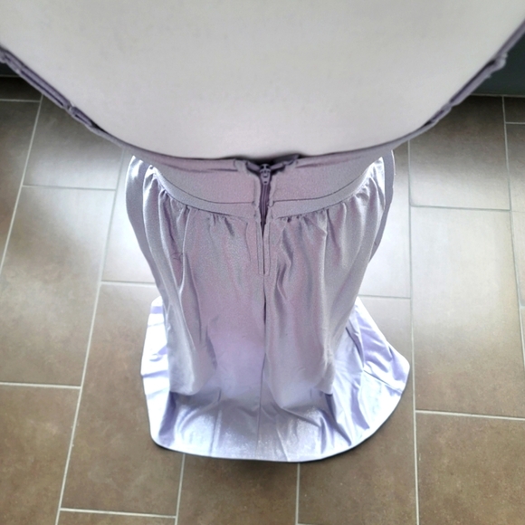 Glitter Lavender Satin Gown ✦ A‑Line High Slit Formal Prom Dress Pocket Sz 3 NWT - Picture 10 of 16